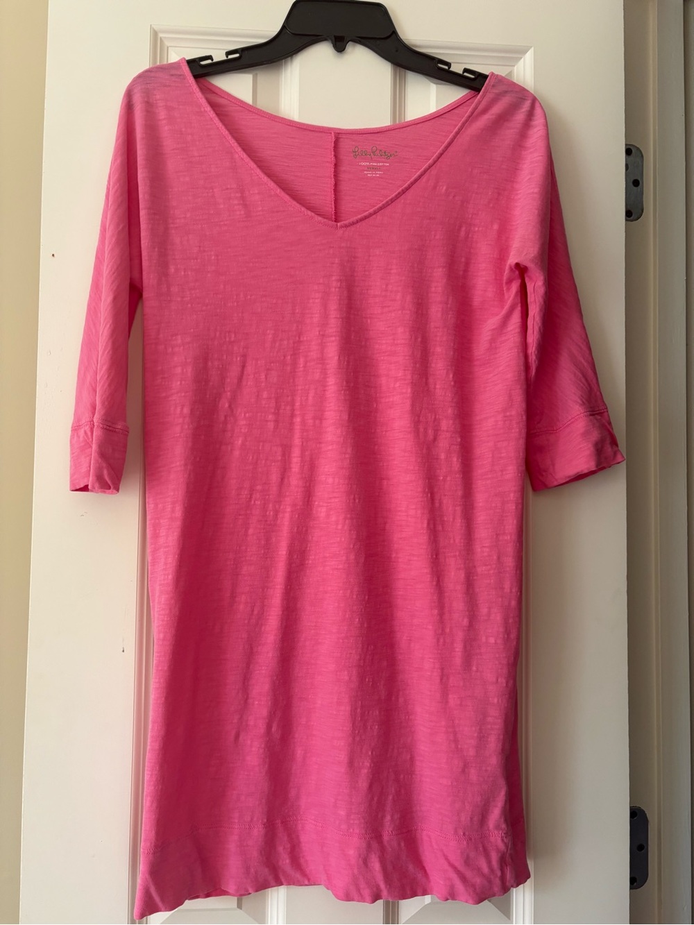Lilly Pulitzer Bright Pink V-Neck 3/4 Sleeve Tunic Dress